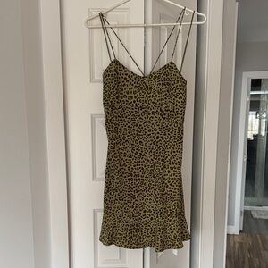 Leopard Print Spaghetti Strap Dress Zara